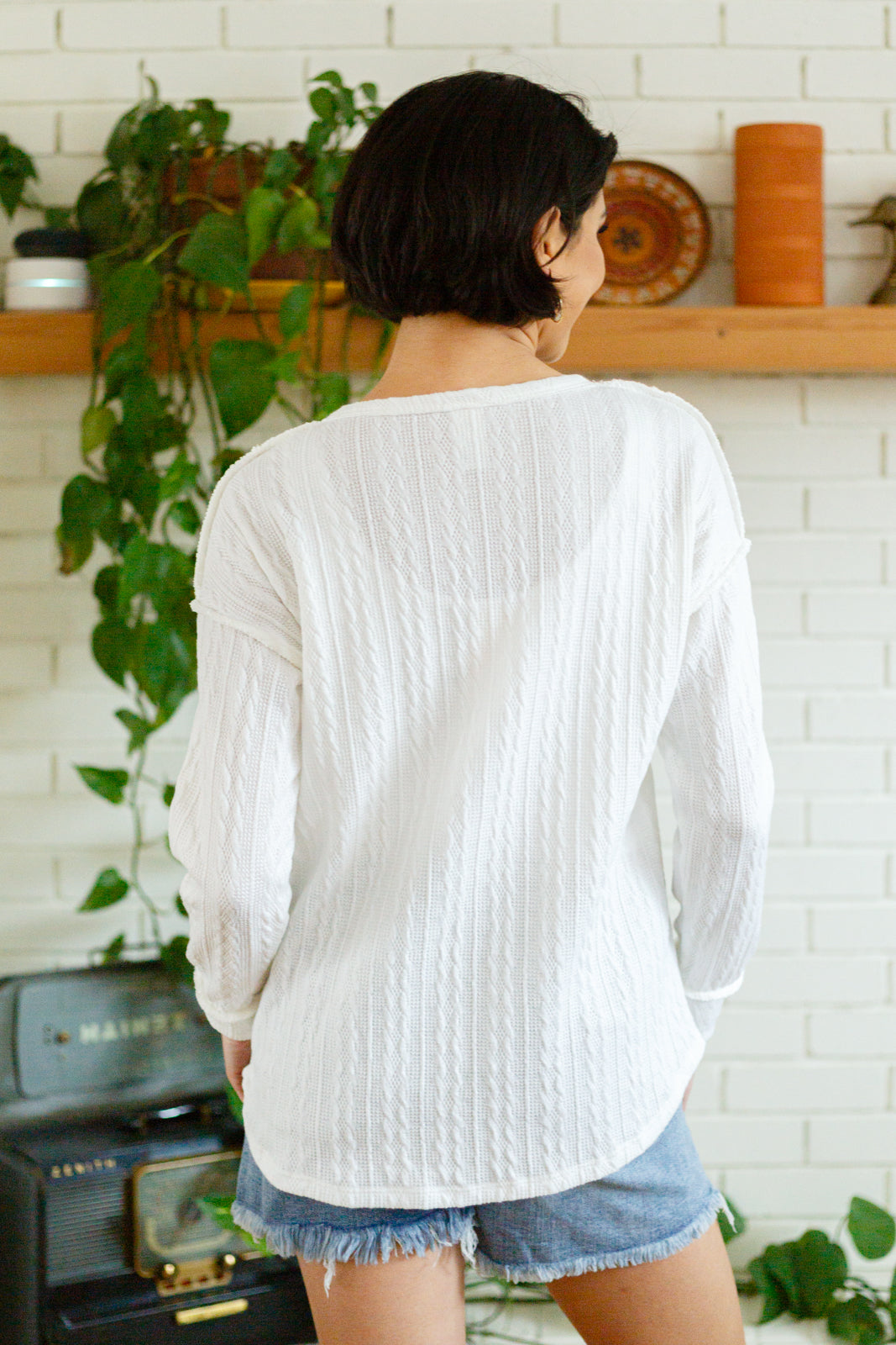 Counting The Days Textured Long Sleeve Top