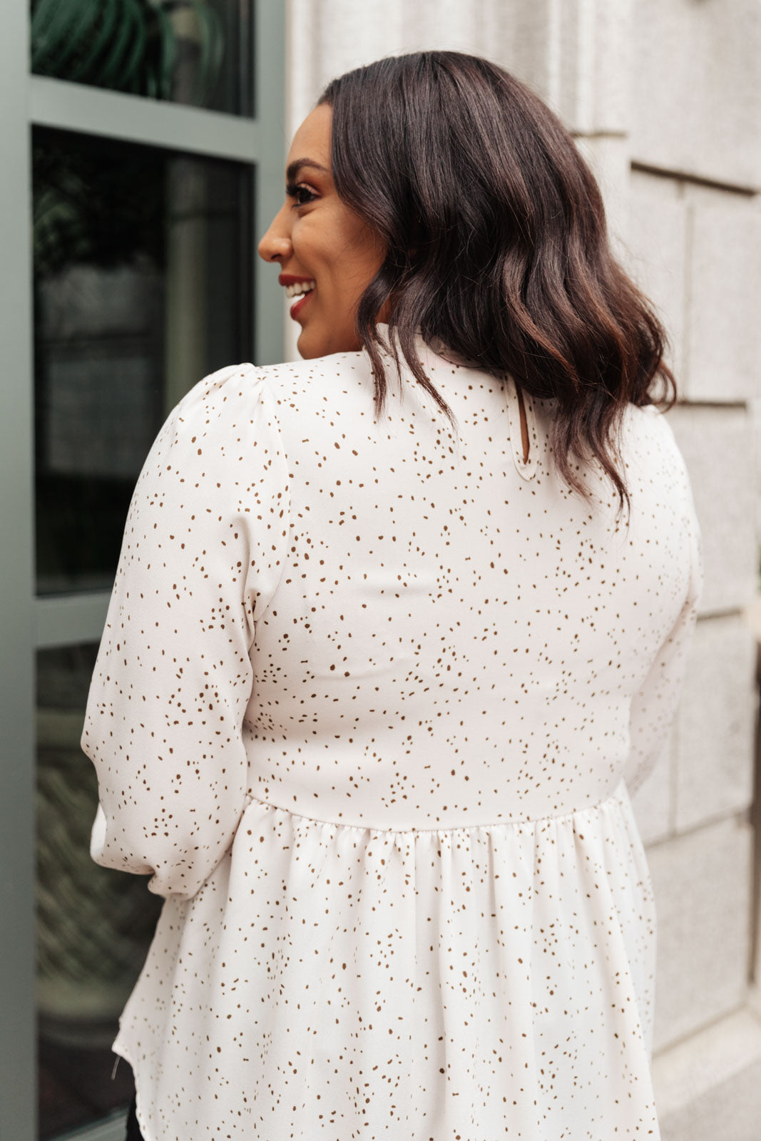Madeline Polkadot Top in Ivory